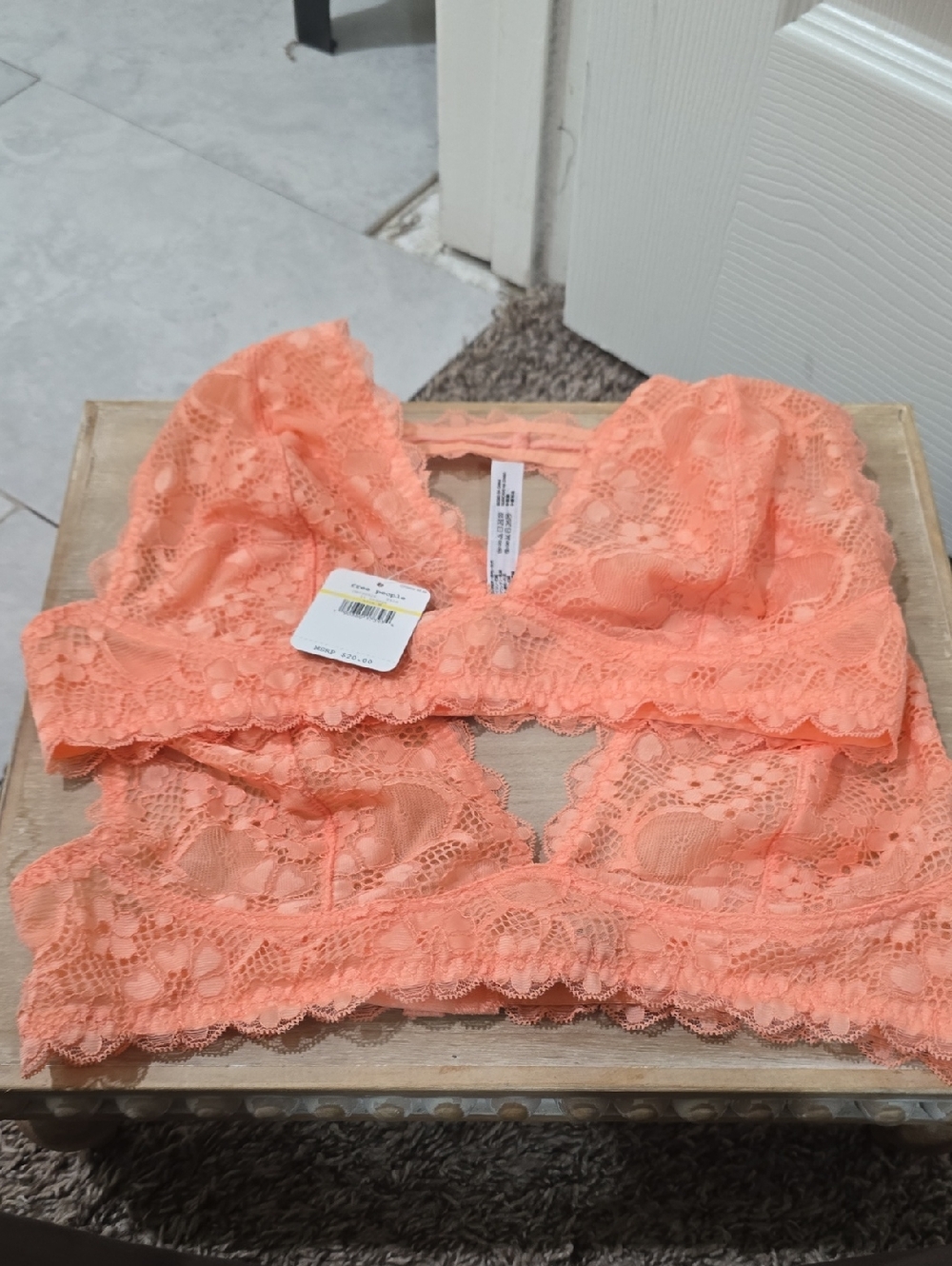 Free People Coral Peach Lace Bralette